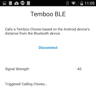 Screenshot of the Bluetooth trigger example Android app
