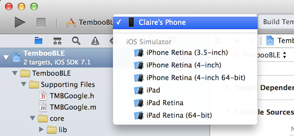 Select your iOS device in Xcode