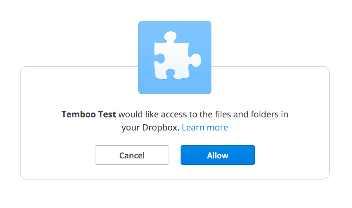 Allowing your app to access a Dropbox account