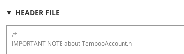 The generated header file containing your Temboo Account information