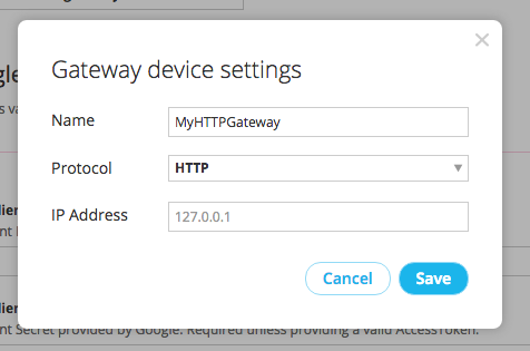 Enter and save HTTP gateway settings