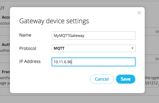 Enter and save MQTT gateway settings